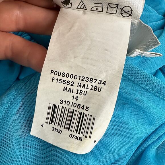 Davids Bridal Malibu Blue Maxi Long Sleeveless Dress Womens Size 14 STAINS AS-IS - Picture 9 of 16